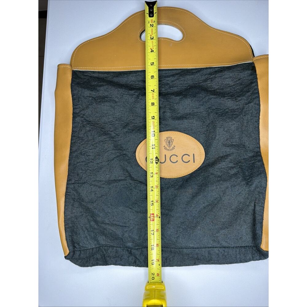 Vintage Gucci Black Felt Wool Tote Gold Leather Crest Handle Bag Purple 1970s - Picture 13 of 14